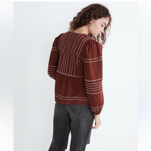 Madewell Embroidered Faux-Wrap Top size XXS - Picture 4 of 6